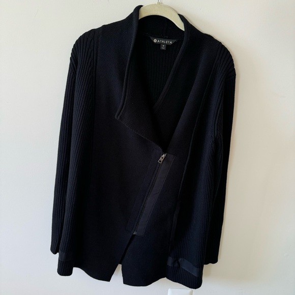 Athleta Sentinel Sweater Coat wool blend black medium - Picture 3 of 10